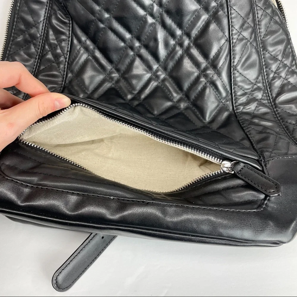 Zara Faux Leather Black Quilted Backpack